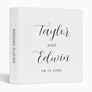 Minimalist Black and White Modern Wedding 3 Ring Binder
