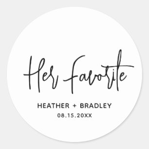 Minimalist Black and White Modern Wedding Classic Round Sticker