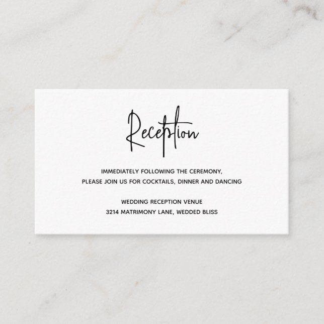 Minimalist Black and White Modern Wedding Enclosure Card (Front)