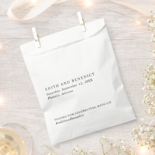 Minimalist Black and White Modern Wedding Favor Bag