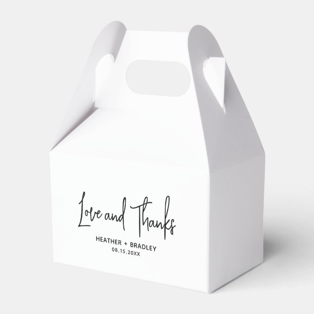 Minimalist Black and White Modern Wedding Favor Boxes (Front Side)