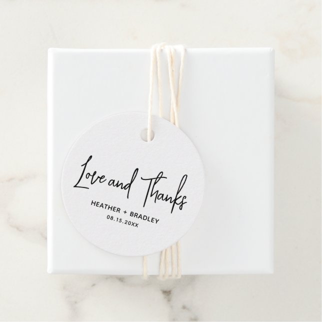 Minimalist Black and White Modern Wedding Favor Tags (In Situ)