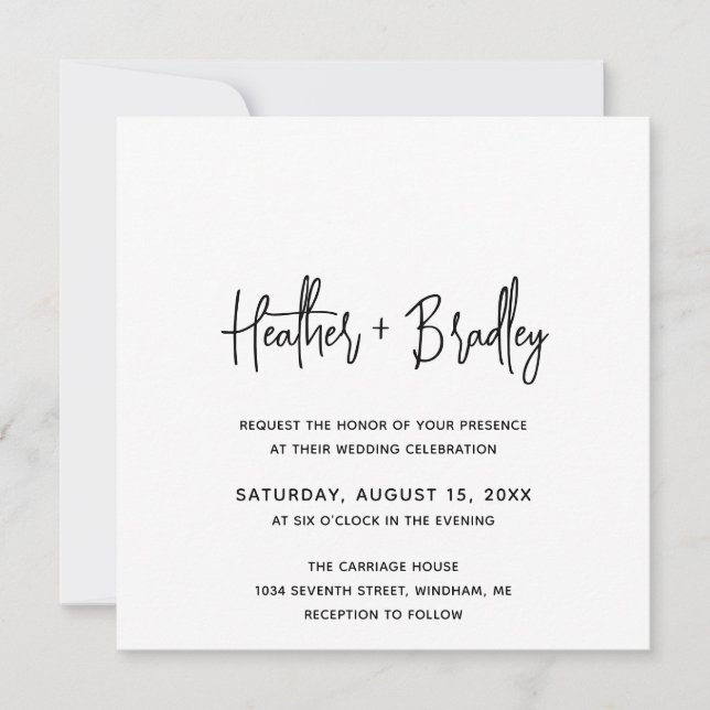 Minimalist Black and White Modern Wedding Invitation (Front)