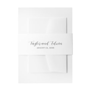 Minimalist Black and White Modern Wedding Invitation Belly Band