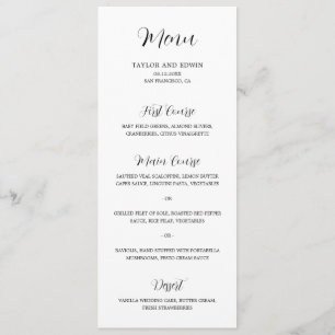Minimalist Black and White Modern Wedding Menu
