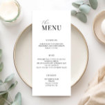 Minimalist Black and White Modern Wedding Menu<br><div class="desc">Modern wedding menu with minimalist typography design in black and white color.</div>