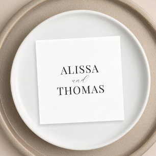 Minimalist Black and White Modern Wedding Napkins