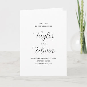 Minimalist Black and White Modern Wedding Program