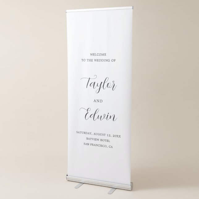 Minimalist Black and White Modern Wedding Retractable Banner (3/4)