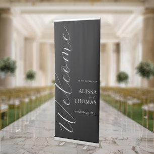 Minimalist Black and White Modern Wedding Retractable Banner