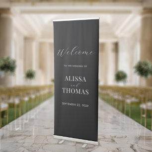 Minimalist Black and White Modern Wedding Retractable Banner
