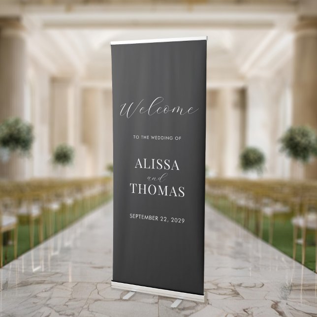 Minimalist Black and White Modern Wedding Retractable Banner (Creator Uploaded)