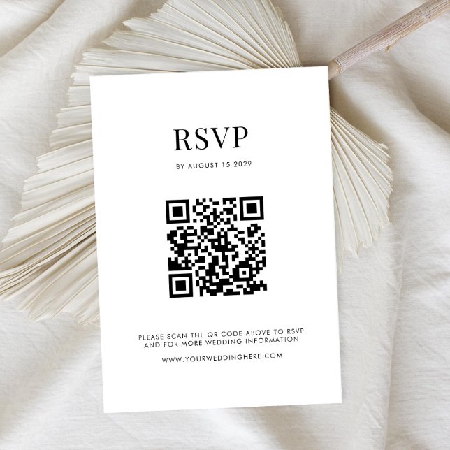 Minimalist Black and White Modern Wedding RSVP Card (Creator Uploaded)