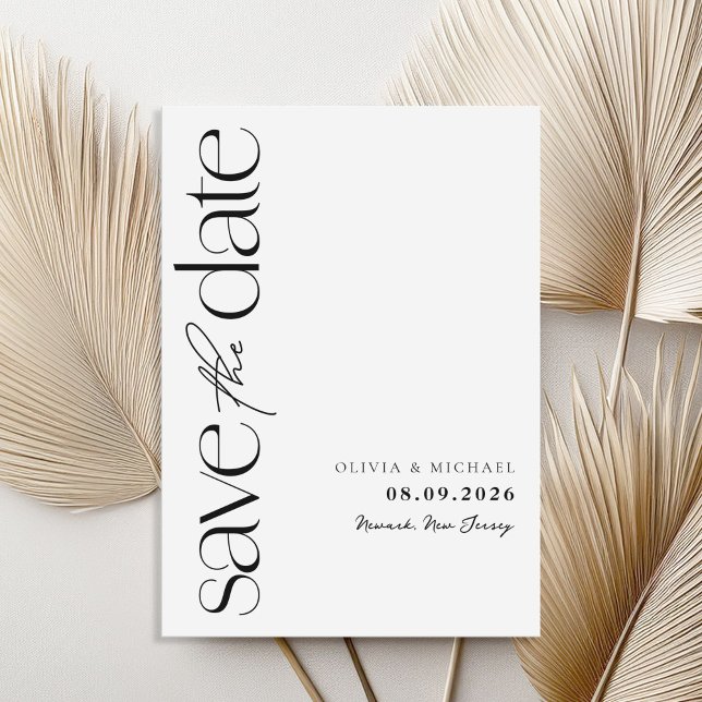 Minimalist Black and White Modern Wedding Save The Date (Creator Uploaded)