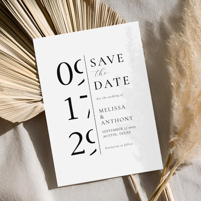 Minimalist Black and White Modern Wedding Save The Date (Creator Uploaded)