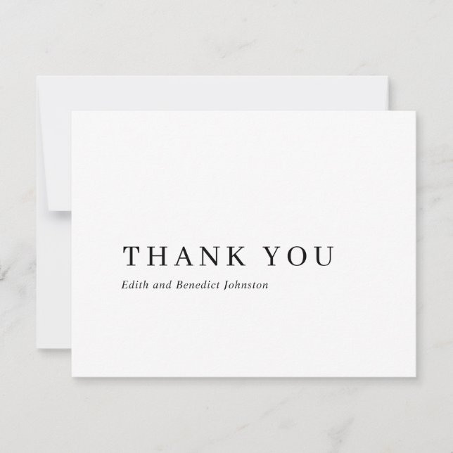 Minimalist Black and White Modern Wedding Thank You Card (Front)
