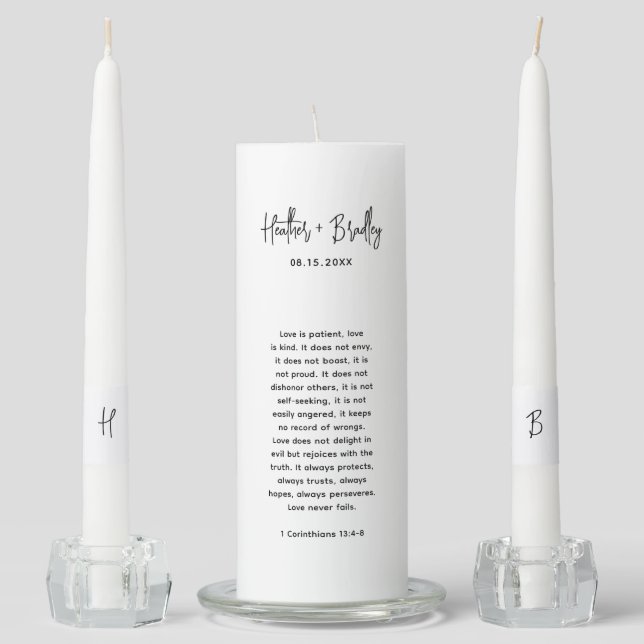 Minimalist Black and White Modern Wedding Unity Candle Set (Front)