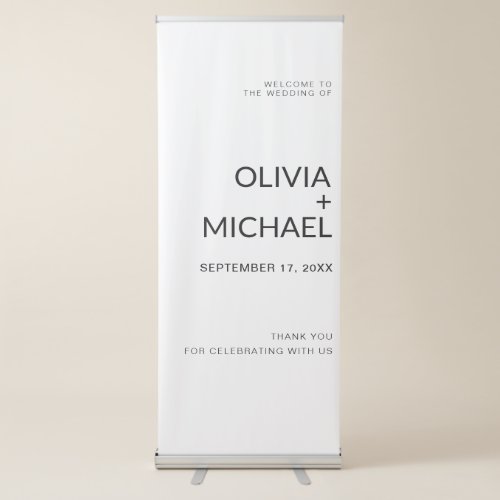 Minimalist Black and White Modern Wedding Welcome Retractable Banner