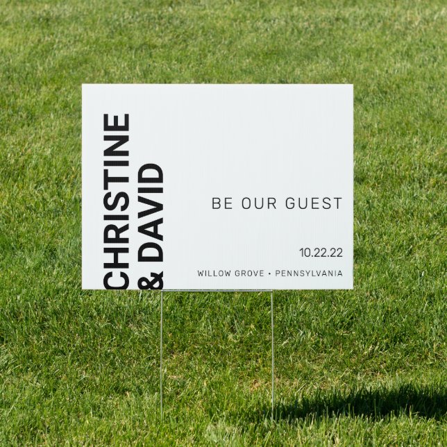 Minimalist black and white modern wedding welcome sign (Insitu)