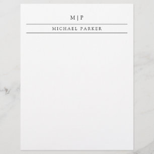 Minimalist Black and White Monogram and Name Letterhead