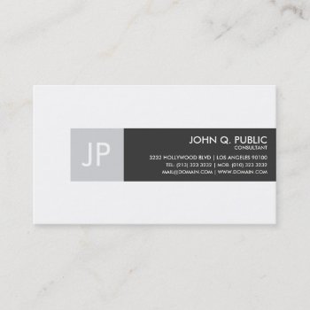 Minimalist Black And White Monogram Business Card by J32Design at Zazzle