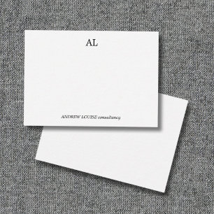 Minimalist Black and White Monogram Business Note Card