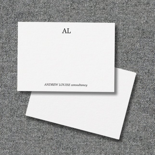 Minimalist Black and White Monogram Business Note Card (Creator Uploaded)