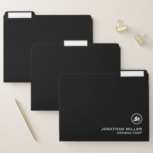 Minimalist Black and White Monogram File Folder