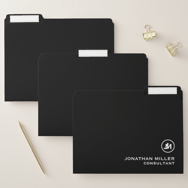 Minimalist Black and White Monogram File Folder (Set)
