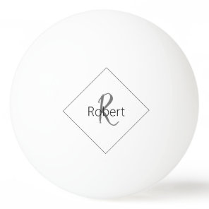 Minimalist Black and White Monogram Gift for Him Ping Pong Ball