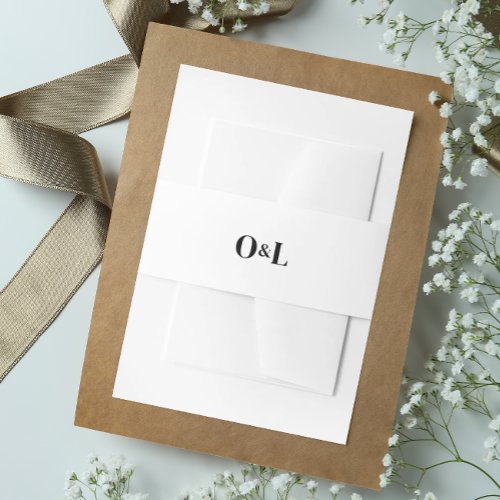 Minimalist Black and White Monogram Invitation Belly Band