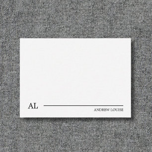 Minimalist Black and White Monogram Line Business Note Card