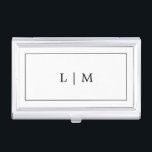 Minimalist Black and White Monogram Logo Business Card Case<br><div class="desc">Simple business card case featuring a modern and minimalist design with your two initial monogram logo surrounded by a border on the front. Design is black over a white background and may be changed to any colors you wish. This business card case is great for an attorney, lawyer or accountant...</div>