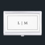 Minimalist Black and White Monogram Logo Business Card Case<br><div class="desc">Simple business card case featuring a modern and minimalist design with your two initial monogram logo surrounded by a border on the front. Design is black over a white background and may be changed to any colors you wish. This business card case is great for an attorney, lawyer or accountant...</div>
