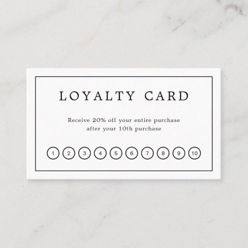 Minimalist Black and White Monogram Modern Elegant Loyalty Card