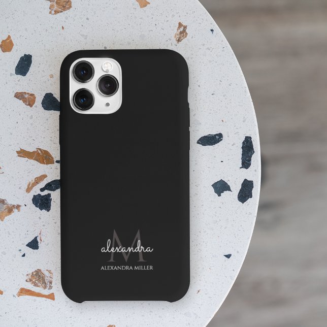 Minimalist Black and White Monogram Name Case-Mate iPhone Case (Creator Uploaded)