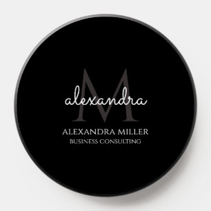 Minimalist Black and White Monogram Name PopSocket