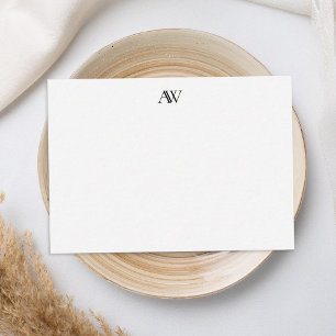 Minimalist Black and White Monogram Note Card