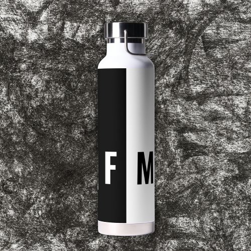 Minimalist Black and White Monogram  Water Bottle