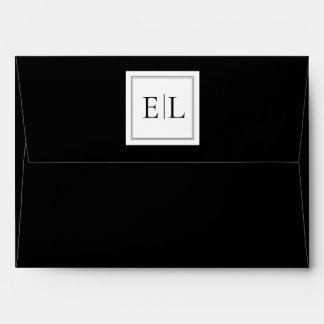 Minimalist Black and White Monogram Wedding Envelope