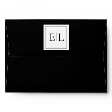 Minimalist Black and White Monogram Wedding Envelope