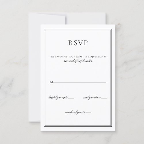 Minimalist Black and White Monogram Wedding rsvp