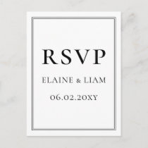 Minimalist Black and White Monogram Wedding rsvp Invitation Postcard