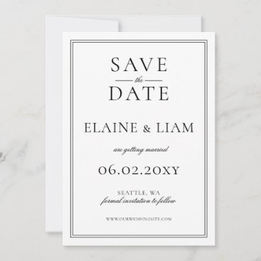 Minimalist Black and White Monogram Wedding Save The Date