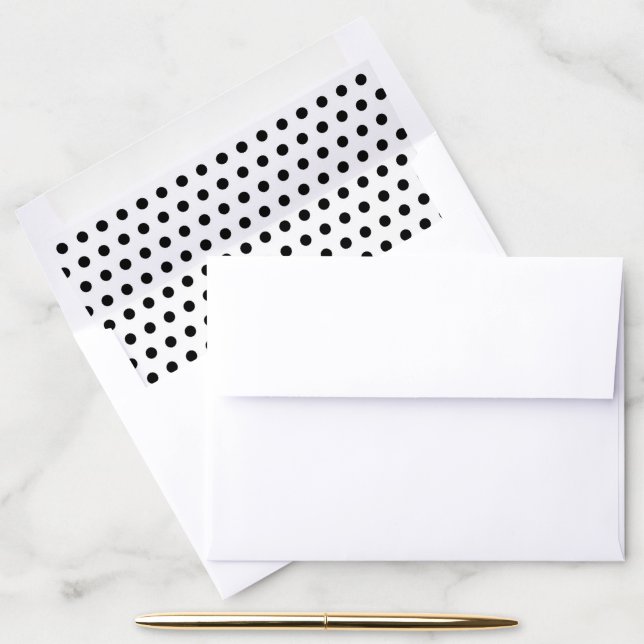 Minimalist Black and White Pattern Small Polka Dot Envelope Liner (Desk)