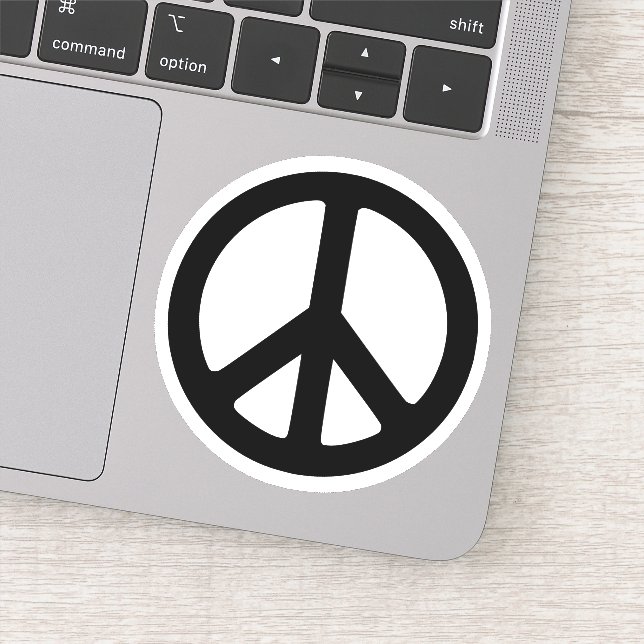 Minimalist Black and White Peace Symbol Circle Sticker (Detail)