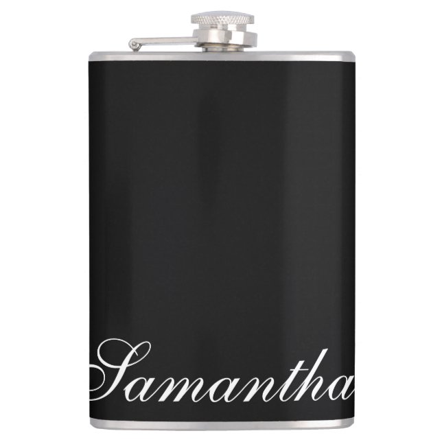 Minimalist Black and White Personalized Hip Flask (Front)