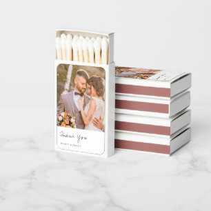 Minimalist Black and White Photo Modern Wedding Matchboxes