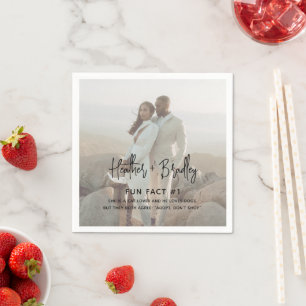 Minimalist Black and White Photo Modern Wedding Napkins