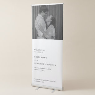 Minimalist Black and White Photo Modern Wedding Retractable Banner